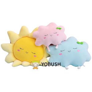 Cuscino peluche per bambino che dorme, sole, a forma di nuvola, cartone animato, decorazione per letto, allattamento, giallo, rosa, blu, 6 misure 231229