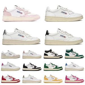 Autries Designer Shoes Medalist Action for Women Black White Pink Casual Sneakers Two-Tone Leather Suede High Panda Rose Pink White Green USA Mens Trainers Size 35-43