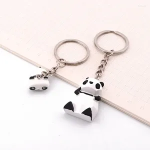 Portachiavi Dayoff Simpatico portachiavi Panda bianco nero Anello animale adorabile per ciondolo borsa regalo per donna K49