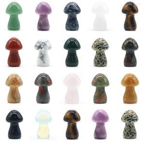 Colares Pingente Gemstone Cogumelo Escultura 35mm Mini Cura Cristal Cogumelos Chakra Pedras Decorações Polidas para Home Balanceamento