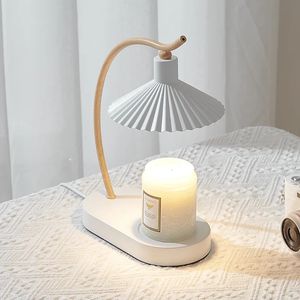 Pleated Shade Candle Melting Table Lamp Candle Heating Lamp Safe Candle Melt Warmer Light Dimm Switch with Timer Home Fragrance 231228
