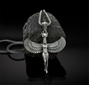 ISIS Pendant Necklace 316l Rostfritt stål Silver Kvinnor Egyptiska bevingade gudinnes smycken gåvor8980829