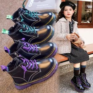 Skor stövlar för flickor barn casual skor 2022 höst mode martin boot pojkar vinter läder antislip kort fotled 2637