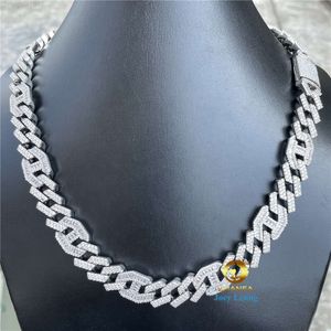 Passa il tester del diamante Collana da uomo in argento da 16 mm Vvs Moissanite Gioielli hip-hop Catena completamente ghiacciata Miami Cuban Link