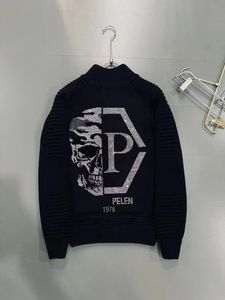 Plein Bear Men's Sweaters Cardigan LS Intarsia Skull PP Mens Sweaters Knits Letters Bruge Rhinestone Unisex Sweatshirt Men Tops Knit Clothing PP180