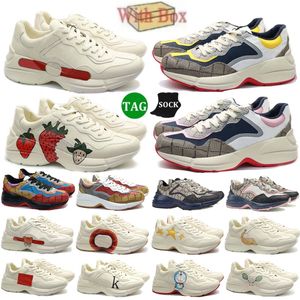 デザイナーRhyton Shoes Multolor Men Men Men Trainers Beige Ebony Vintage Chaussures Platform Strawberry Mouse Shoe Luxury Brand X3CK＃