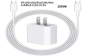 20W PD Hızlı Şarj Adaptörü Şarj Cihazı Kablosu USB C Kablosu Apple AirPods İPhone 14 13 12 MINI 11 PRO MAX Telefon Ücreti Veri Line9027017