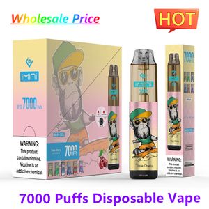 Tornado autêntico de armazém da UE Authentic 7000 Puff France Alemanha Pen descartável Pen 15ml Recarregável Fluxo de ar Ajuste Ecigs Puff 9k 0% 2% 3% 5%