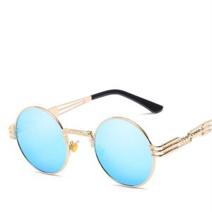 Óculos de sol 2022 retro gótico steampunk espelho homens ouro e preto óculos de sol vintage redondo círculo de condução mulheres uv gafas de sol282w