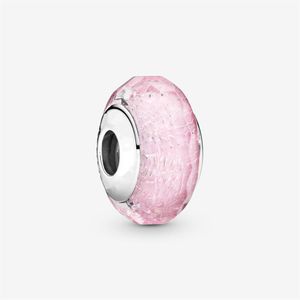 Nowy przylot Autentyczny 925 Srebrny Srebrny Pink Murano Glass Charm Fit Fit Oryginalny Europejska Bransoletka Bransoletka Modna Akcesoria 309m