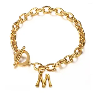 Urok bransoletki łańcuch linków ze stali nierdzewnej Dostosuj literę początkową bransoletkę dla kobiet w stylu dziewcząt OT przełącz biżuterię alfabetu