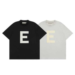 Ess Tees T-Shirts Essen Fashion Clothing Brand Fears Of God Double Thread Fog Chest Large E Flocking Short Sleeve Tshirt Mens Loose Fit Womens Tshird82 ND