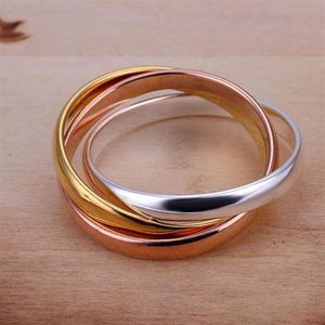 Cluster Rings Selling Size 6#7#8#9# Silver Plated Finger For Women Men's Jewellery Fashion Jewelry Three-colour Triple Ring K326B