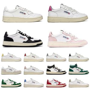 Autries Designer Shoes Medalist Action for Women White Grey Casual Sneakers Two-Tone Leather Suede High Panda Rose Pink Purple Sliver USA Mens Trainers Size 35-43