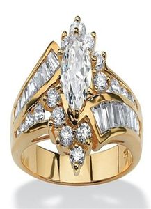 WholeWomen 18K Banhado A Ouro Diamante irregular em forma de olho escada anel de zircão Anel de Casamento Conjunto para Mulheres anéis Jóias F598811374862