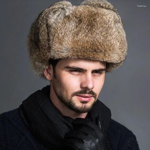 Berets Fashion Russian Men Women Fur Faux Ski Cap Winter Warm Unisex Thermal Hat Cossack Trapper Hats