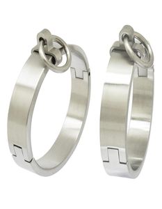 Brushed stainless steel lockable slave wrist and ankle cuffs bangle bracelet with removable O ring5254850