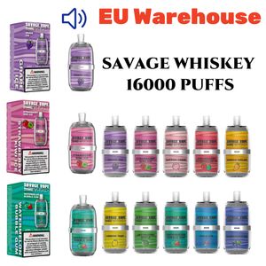 Оригинальная сигарета Savage vape Whiskey 16000, одноразовая слоеная плитка со вкусом E, жидкая электронная сигарета, 26 мл, 5%, 650 мАч, сетчатая катушка, 6 цветов, LGB Light Type-C, против puff flex puff flex