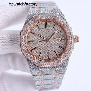 Audemar Piquet ręcznie robione pełne diamentów zegarek męskie automatyczne zegarki mechaniczne 41 mm ze stalową stalową 904L Sapphire Kobiet Kobiet Business Businesswatch Montre de de de de de de de de de de de de