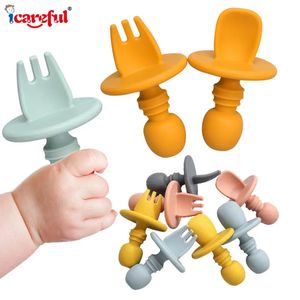 4/6/8Pc Baby Silicone Small Fork Spoon Set Infant Learning Feeding Food Training Utensils Set Mini Fork Spoon Tableware BPA Free 231229