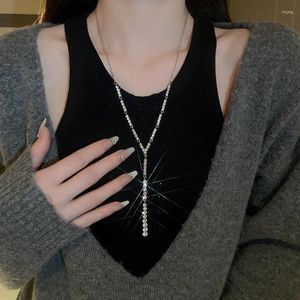 Ожерелья с подвесками - длинное ожерелье со встроенной геометрической кисточкой, свитер, цепочка на ключицы для женщин