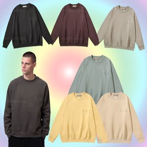 Tidvatten mode rund hals tröja mäns fall och vinter modeller vadderade huva långa ärmdevade amerikanska retro street trendmodeller pullover tröja