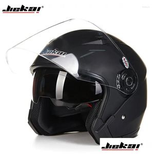 Capacetes de motocicleta Lente Dupla Capacete de Bicicleta Elétrica Quatro Estações Doublelenses Racing Half Moto Medio Casco Drop Delivery Autom Dhbc7