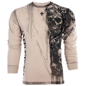 2024 Cool Men 3D Skulls tryckt långärmad skjorta Autumn Winter Tattoo Biker Top Shirt Men's T-shirt Vintage Long Sleeve Tops 231228