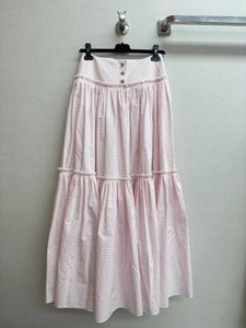 スカートピンクの縞模様のハイウエストスカート