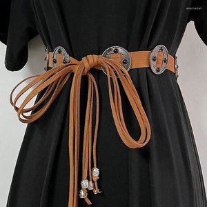 Bälten Kvinnor Tassel Belt flätad midjeband slipsband boho flickor bred midja rep kedja för klädtillbehör