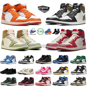 Баскетбольные кроссовки High 1 1s Jumpman для мужчин и женщин низкие Black Phantom Celadon Green Glow True Blue Chicago Lost Found Mocha Кроссовки с коробкой