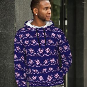 Erkek Hoodies Barok Baskı Gündelik UNISEX MOR FLORAL VINTAGE KÜÇÜK KAZANIMI KIŞ STREET STYRE GRAFİK SÜRESİ BÜYÜK TOPLAR