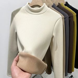 De Velvet zagęszcza się Turtleeck SWEATK Women Women Korean Fashion Wszerz ciepły sueter pullover szczupły górna koszulka dolna koszulka 2024 231229