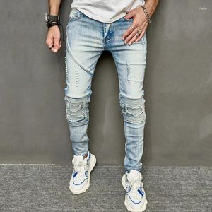 Men's Jeans Fashion Street Style Ripped Skinny Men Pants Wash Slim Fit Pencil Denim Mid Waist Casual Trousers Male Daily Weara
