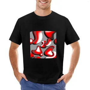 Erkek Polos Kırmızı/Gri 3D Blob Desen T-Shirt Boş Tişörtler Grafik Erkek Gömlek