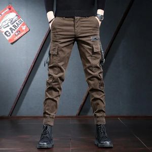 Luxo de luxo de luxo de homens esportes de jeans esportivo de jeans de papel de vários bolsos de várias bolsas Fãs do exército calças casuais calças de harém da moda;231229