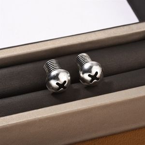 Уникальный ретро-дизайн с винтажными серьгами в форме винта для мужчин и женщин Серебряные иглы S925 Простая легкая роскошная модная тенденция