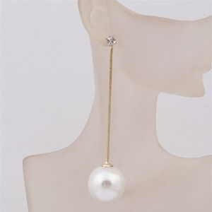 Gold Plated Fashion Big Ball Pearl Earrings Dangle Earring for Women260G