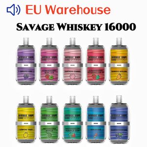 % 100 orijinal vahşi viski 16000 vaper e sigara tek kullanımlık vape puf çubuğu 10 aromalar 26ml% 5 650mAh Mesh Bobin 6 Renk LGB Işık Type-C Vs şarj edilebilir vs 15k puf Poco