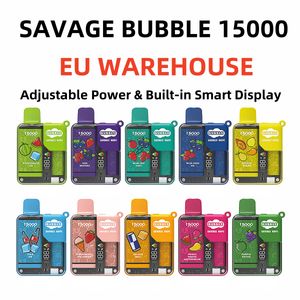 Authentic Savage Bubble 15000 vapes disposable puff 15k EU Warehouse vaper desechable Child Lock poco Built-in Smart Display 650mAh Rechargeable 28ml vs bang vape