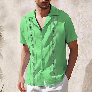 Camicie casual da uomo di grandi dimensioni manica corta stile semplice uomo bavero pullover stampa 3d camicia hawaiana vacanza spiaggia vestiti con bottoni