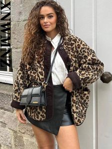 Giacche da donna XNWMNZ 2024 Moda Cappotto con motivo animale Giacca da donna High Street O Collo Manica lunga Tasca Versatile Capispalla femminile