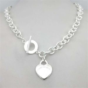 Sterling Silver 925 Classic Fashion Heart Tag Pendant Ladies Necklace Jewelry Holiday Gift 2109292978