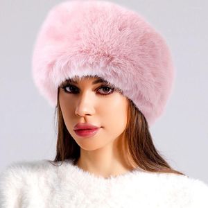 Береты, женская плюшевая плоская кепка высокого качества, пустая шапка из искусственного меха, повязка на голову, русская модная уличная теплая шапка для катания на лыжах