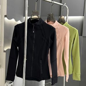 포켓을 가진 여성 긴 소매 스포츠 재킷 빠른 건조한 통기성 피트니스 요가 Zip Up Jackets 운동 코트 LU-68