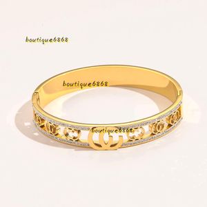 Bangle Atacado Pulseiras Clássicas Mulheres Bangle Luxo Designer Pulseira Cristal 2024 Banhado Aço Inoxidável Amantes de Casamento Presente Jóias Pulseira Designer Presente