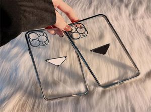 Triângulo de luxo caso de telefone celular iphone caso transparente designer banhado quadro para iphone14 pro max plus 13promax 12 mini xs xr 7 82161137