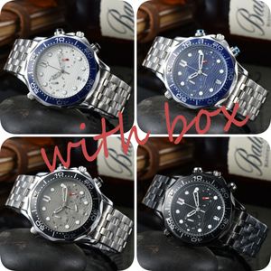 Montre homens relógio de quartzo de alta qualidade designer relógios 42 mm pulseira de aço pulseira de borracha safira movimento cronógrafo relógios de pulso reloj hombre Orologio Uomo