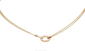 Varumärkesdesigner Love Double Chain Jewelry Women039S Classic Luxury Necklace With Single Diamond Gift Box X1108A Artikel 2022 9043367