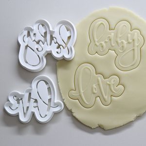 3D Cookie Cutter with Baby Letter Stampers Baby Shower Cake Mold Fondant Decorating Tools DIY Mold Sugar Craft Baking Mould Kids' Birthday Party Kitchen Tools 122138
